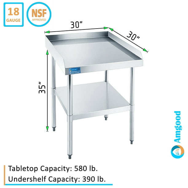 AmGood 30" Long x 30" Deep Commercial Work Table with Backsplash and