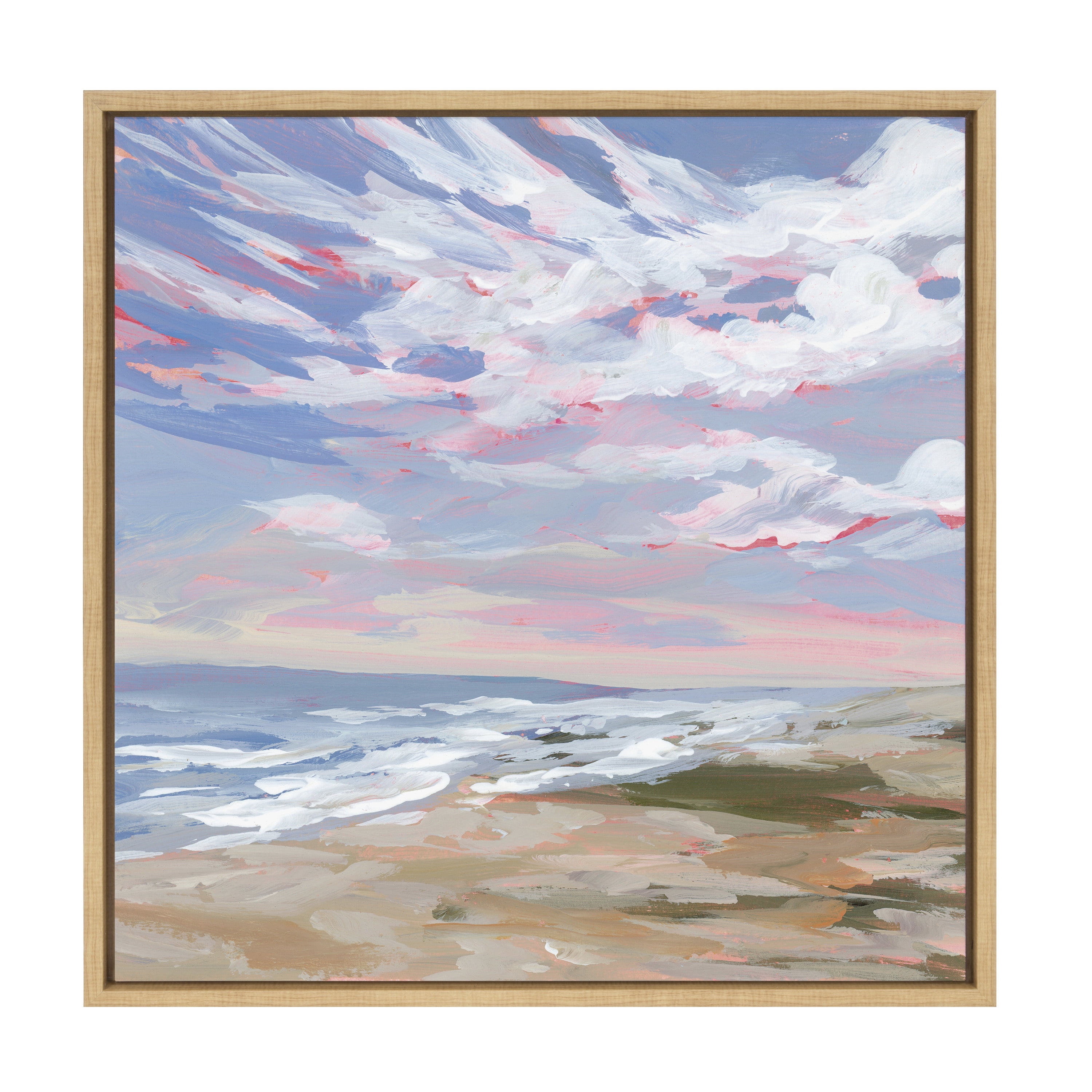 Birch Harbor Sylvie Maryland Framed Canvas Wall Art by Emily Kenney, 22x22 Natural, , Coastal Beach Landscape Art