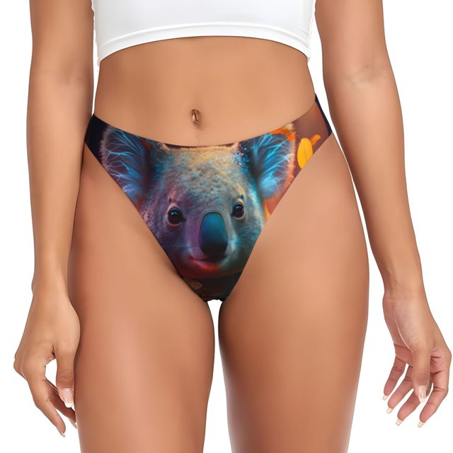 Balery Forest Koala Tangas de Algodón para Mujer con Estampado – Ropa Interior Sexy, Transpirable, G-string-3X-Large