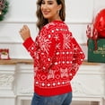 thumbnail image 3 of Gibobby Mujeres Navidad de punto rojo de manga larga ancha con cuello redondo y estampado de de nieve para mujer(Rojo,XG), 3 of 5