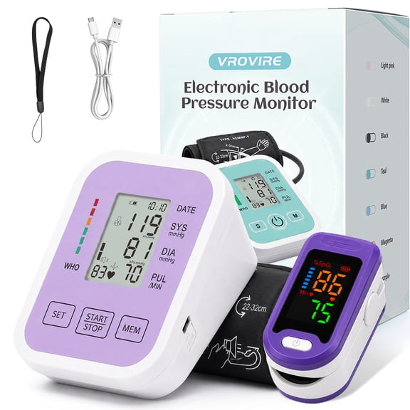 Upper Arm Blood Pressure Monitor for Home Use, Automatic Digital BP Machine with Voice Broadcast, Large LCD Display, Dual‑User Memory, Adjustable Cuff for Adult Home Monitoring
