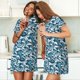 thumbnail image 4 of Fotbe Ocean Waves Bata de Dormir para Mujer con Estampado, Camisón de Algodón de Manga Corta, Ropa de Dormir Casual, 4 of 6