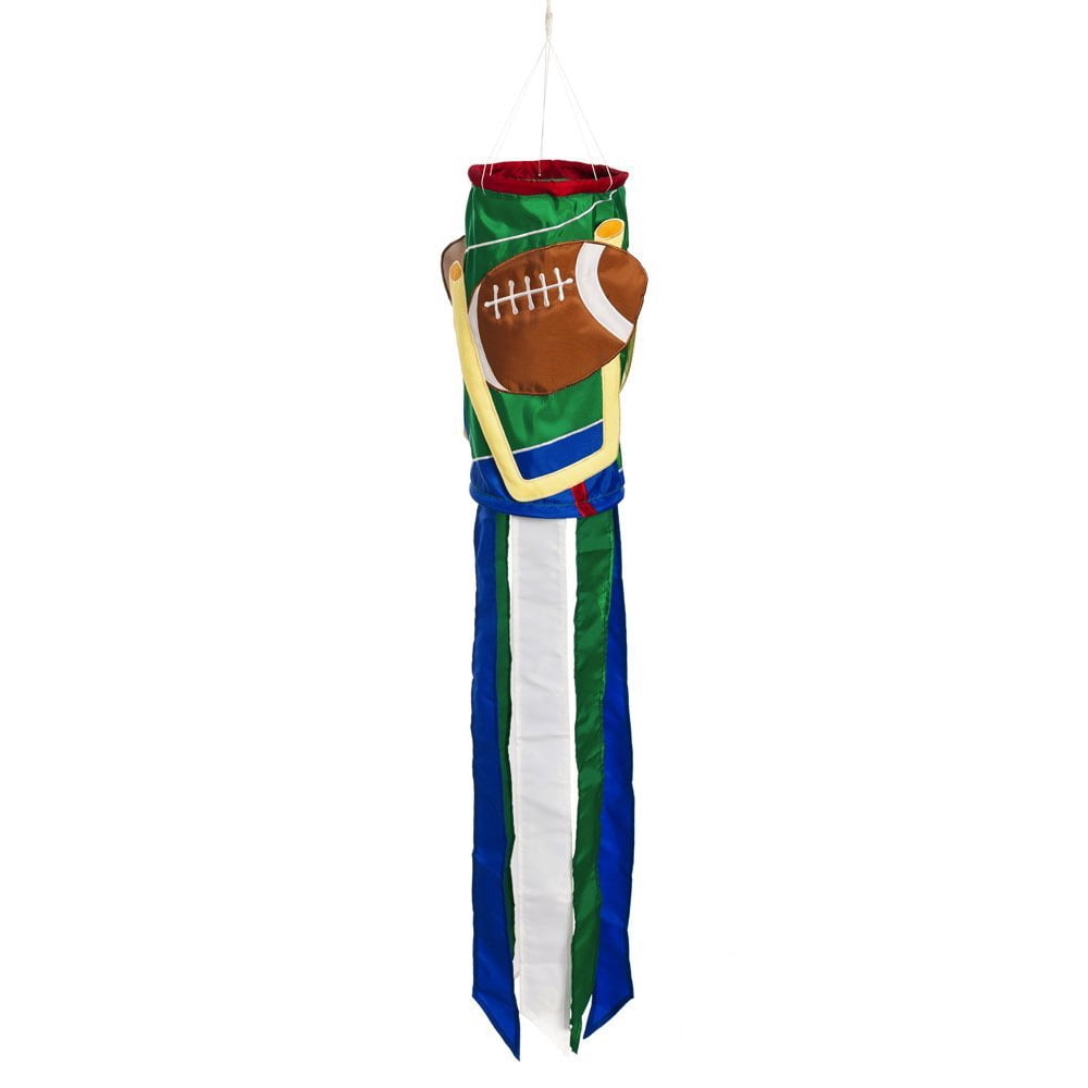 Evergreen Football Sculpted Applique Windsock, Bring the wind to life
