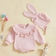 thumbnail image 2 of MIASHUI Baby Girl Easter Outfit Clothes Long Sleeve Romper with Cute Rabbit Ear Hat,Pink,0-3 Months, 2 of 8