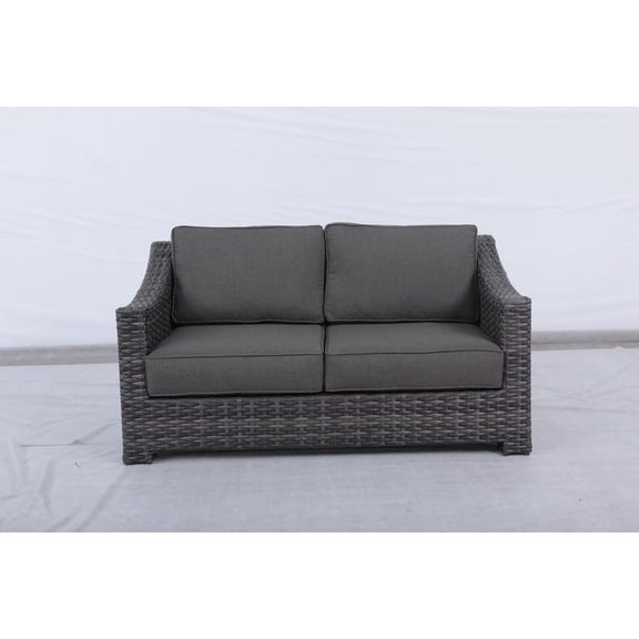 Love Seat - Charcoal Olefin Cushions - All Weather Patio Furniture - Modern Outdoor Seating - 62"