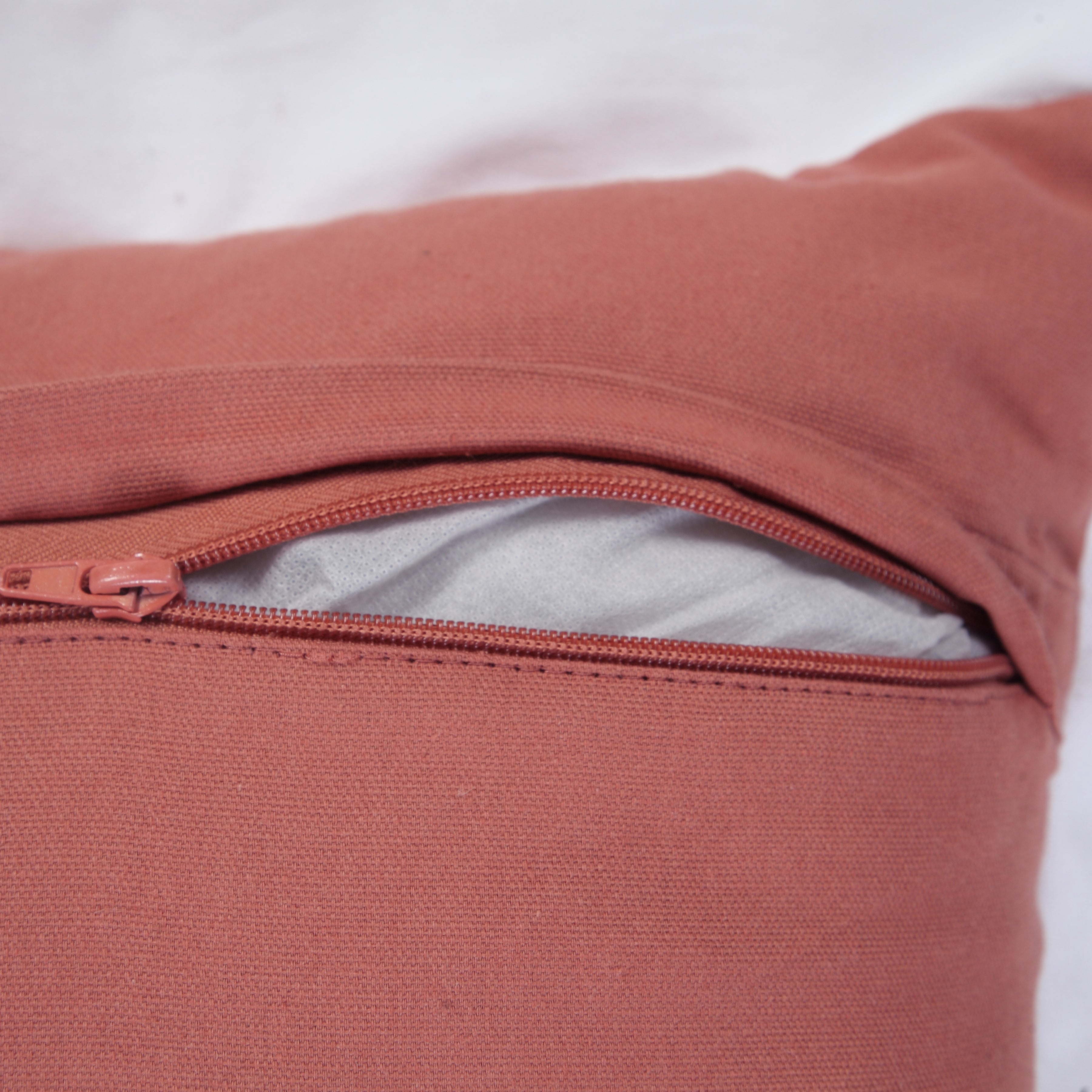 Ox Bay 20" x 20" Modern, Traditional, French, Country Deep Coral Pink, White, Multi-color Border, Colorblock, Flange Cotton Throw Pillow , Zipper, Back Support