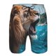 thumbnail image 3 of Balery Ice Blue Coastal Lion Traje de Baño Estilo Hawaiano para Hombre, Shorts de Secado Rápido con Bolsillos-Large, 3 of 6