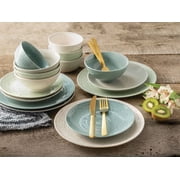 Sango Siterra Artist's Blend Stoneware Dinnerware Set, 16-piece, Sage/Blue/Gray/Cream