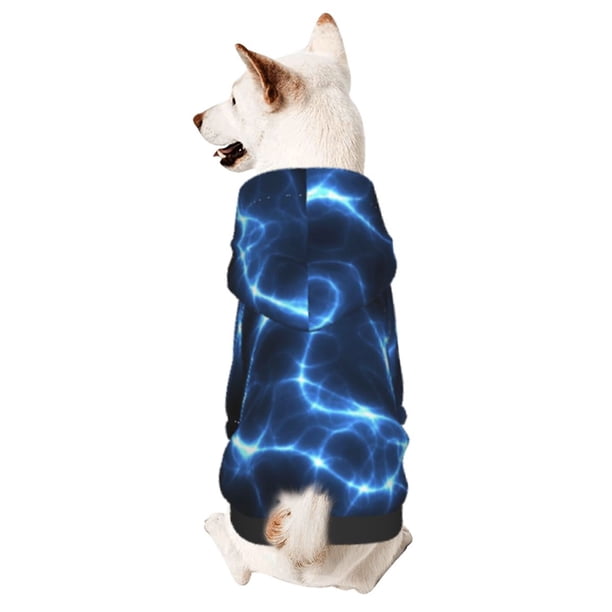 Fotbe Blue Lightning Sudadera con Estampado para Perros Pequeños – Suéter con Capucha para Mascotas, Tela Suave de Forro Polar con Bolsillo-Large