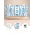 thumbnail image 2 of Blue Striped Coastal Pillow Cases Cal King Size, Smooth Satin Pillowcase for Hair and Skin, Nautical Beach Starfish Shell Decorative Cooling Bed Pillow Covers with Zipper, 20x40 Inches, 2 of 5