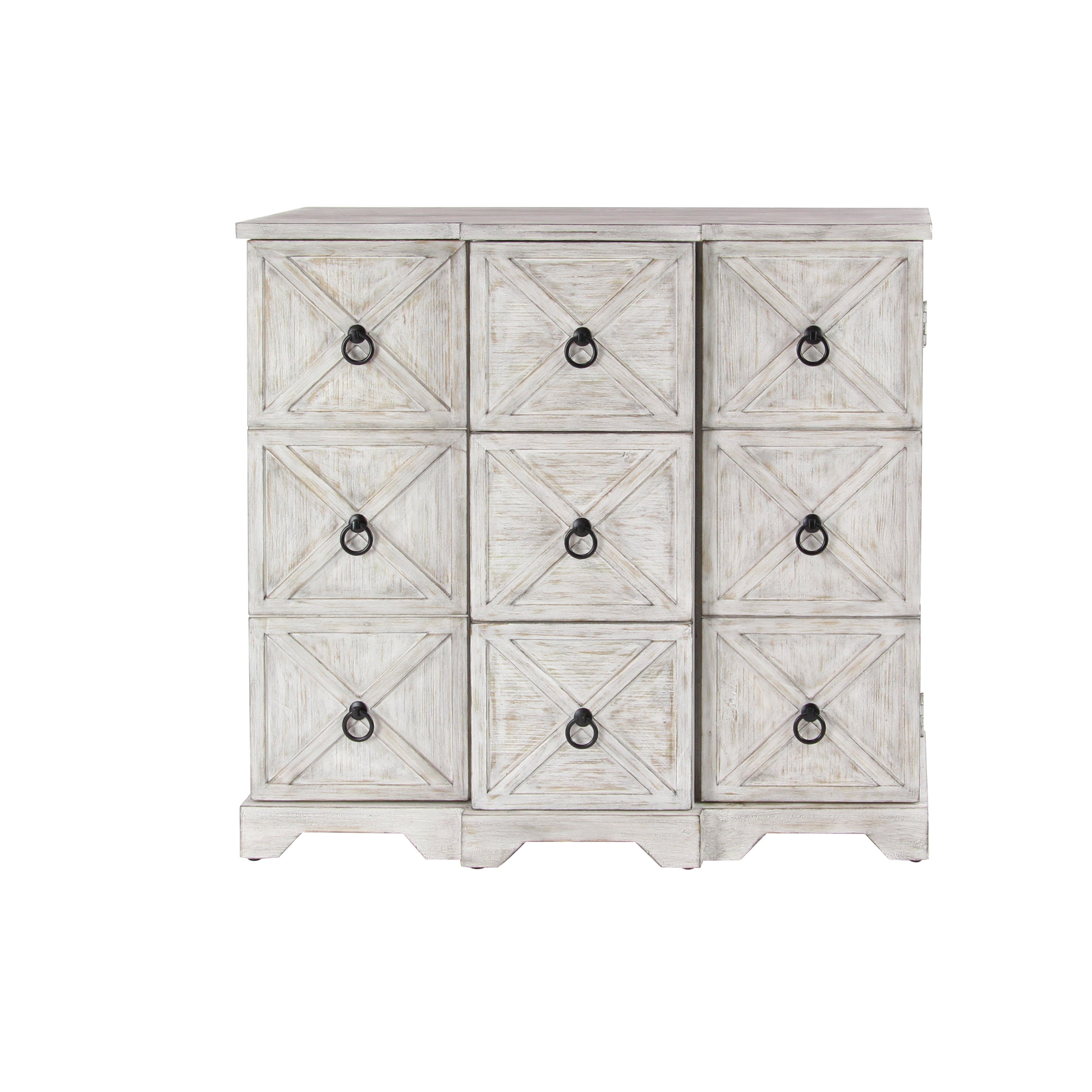 DecMode 36" x 33" White Wood 3 Drawers and 6 Shelves Cabinet, 1-Piece
