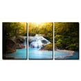 thumbnail image 2 of wall26 - 3 Piece Canvas Wall Art - Sunlight Through Tree Leaves Lights Beautiful Waterfall in Forest - Modern Home Art Stretched and Framed Ready to Hang - 24"x36"x3 Panels, 2 of 4