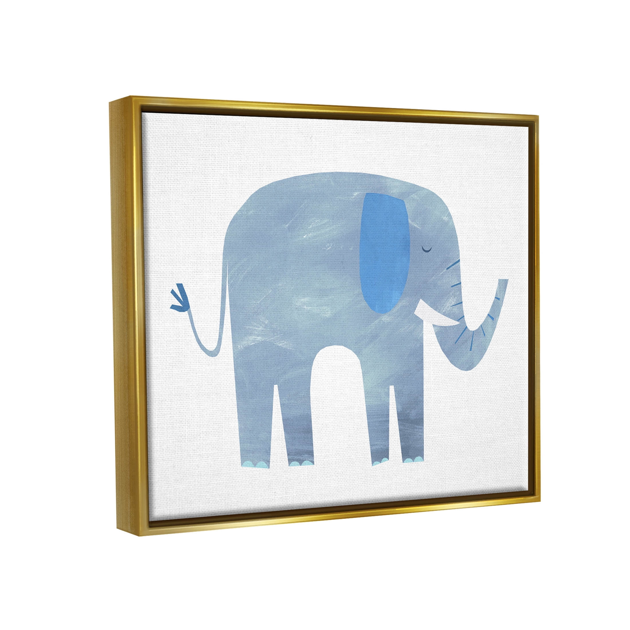 Stupell Industries Elephant Wildlife Animal Shape Graphic Art Metallic Gold Floating Framed Canvas Print Wall Art, Design by Emily Kopcik