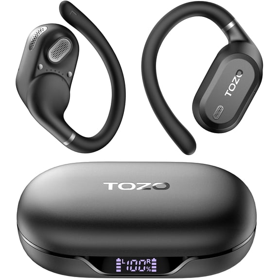 TOZO AI Translation Open Ear Earbuds - 145 Languages, 60H Translator Earbud, Powerful Bass , Stable Earhook, ENC Mics Clear Calls, APP-5EQ, IPX6 Waterproof, Lightweight Comfort-Fit for Sports Office