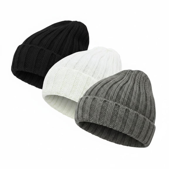 3 Pack Soft Warm Slouchy Knit Beanie for Women, Winter Ski Stocking Cuffed Cap