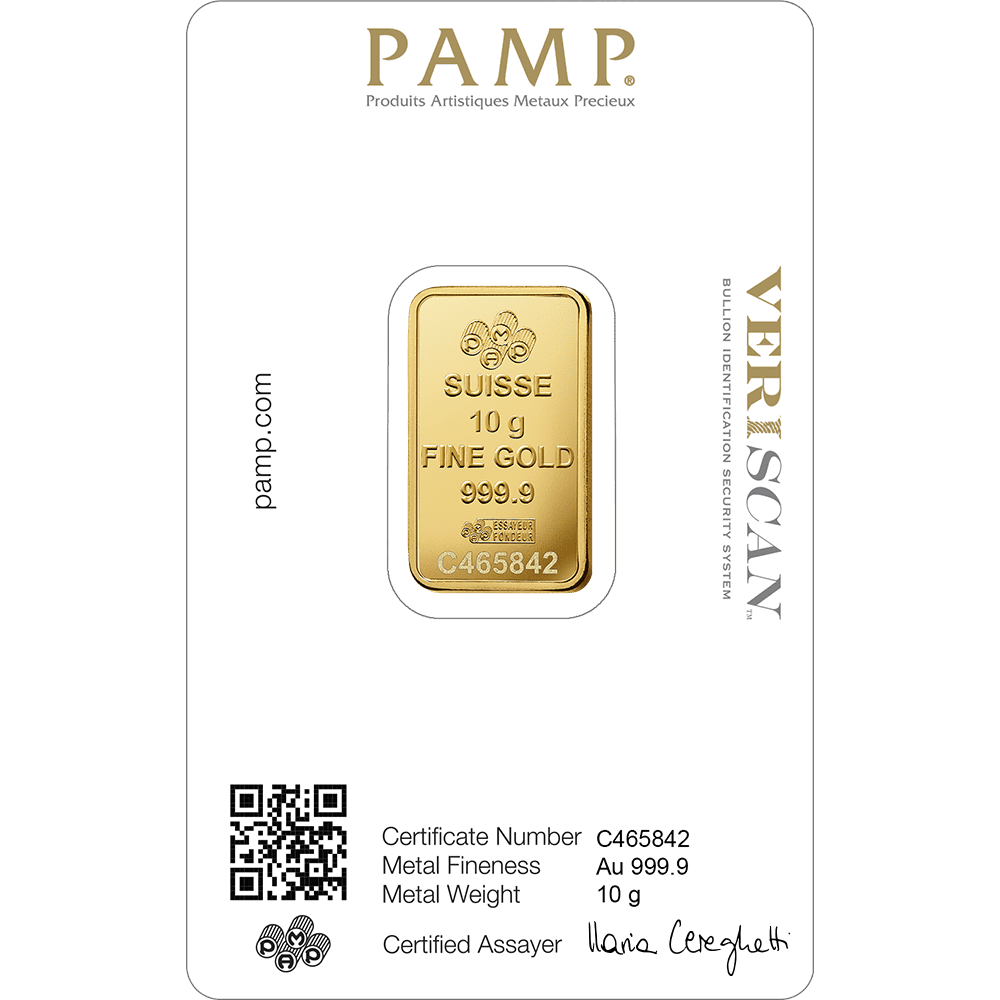 Pamp Suisse 10 Gram Gold Bar - Lady Fortuna .9999 Fine