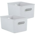 thumbnail image 7 of Superio Small Ribbed Plastic Storage Basket Organizer (2 Pack), 5 Liter Stackable Classic Closet Storage Bin for Shelf, Desk, Pantry- Store Toys, Clothes, Cosmetics, Stationary – White Smoke, 7 of 7