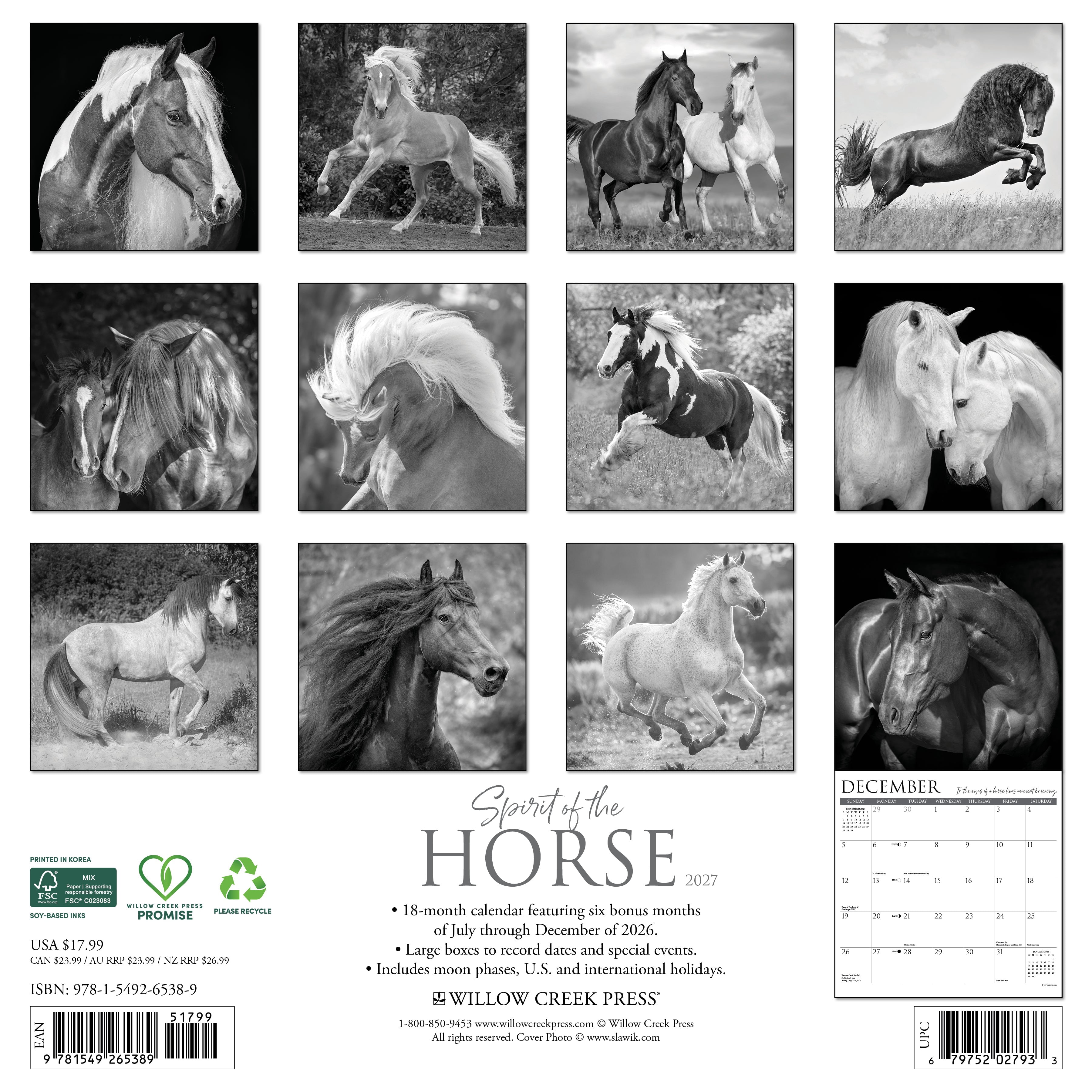 Willow Creek Press, Spirit of the Horse 2027 Wall Calendar