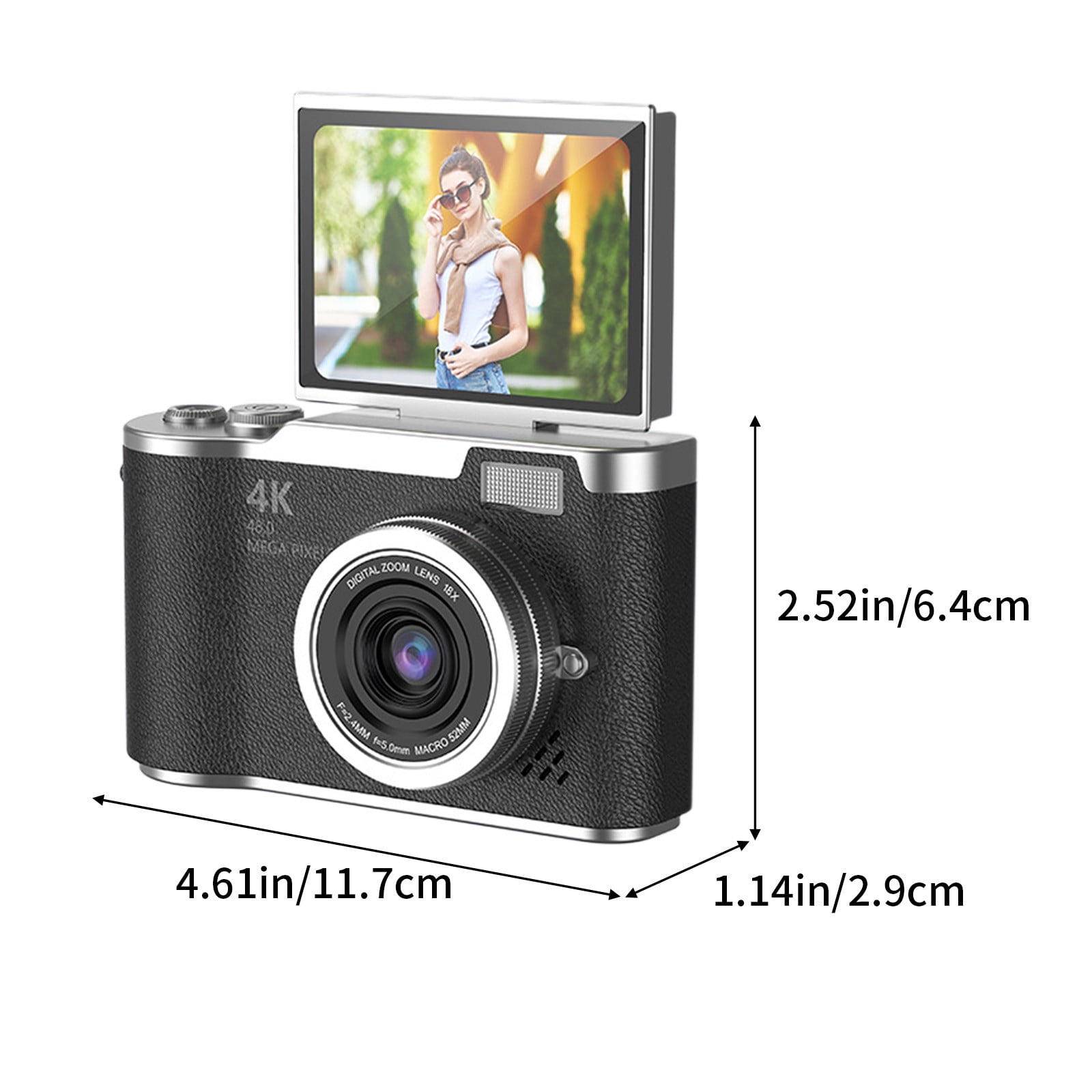 Digital Camera, Gaqring 2.4 Inch Flip Screen Autofocus 1080P HD Selfie Beauty Camera, 8X Digital Zoom 48MP CMOS Sensor Night Vision Flash Portable Teen Camera, Black