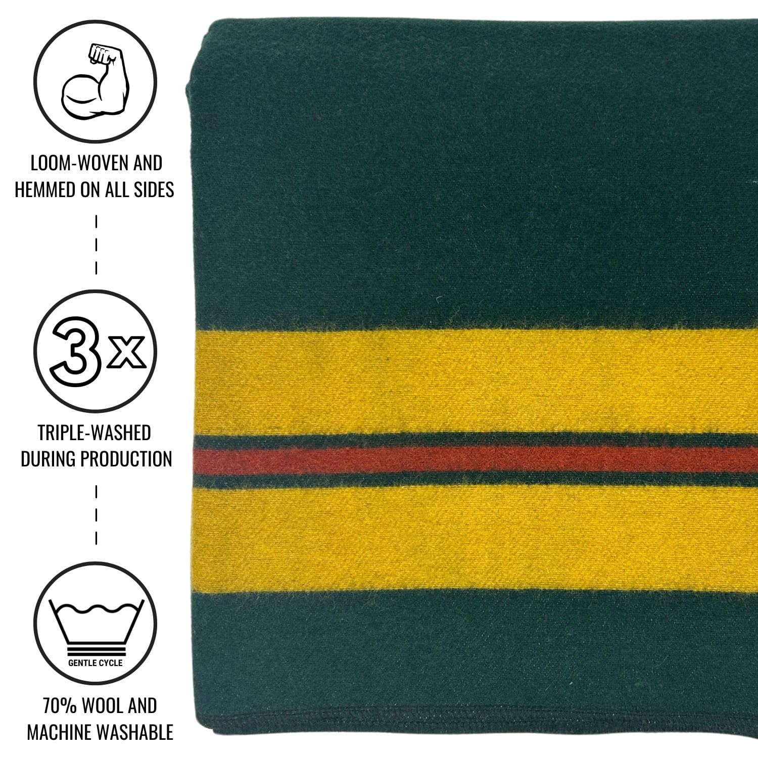 Arcturus Rainier Striped Wool Blanket (64" x 88"), 4.5 lbs