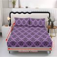 thumbnail image 5 of Garronmavis Purple Damask Pattern Twin Size Bedding Set, 3 Piece Soft Breathable Fitted Sheet & 2 Pillow Shams, Wrinkle Resistant Vintage Bed Cover for Bedroom Guest, 5 of 7