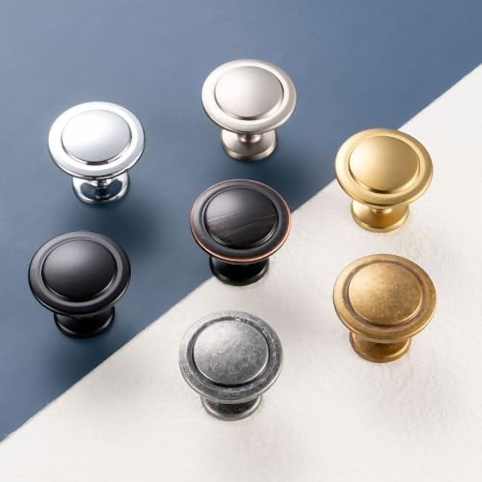 Brushed Nickel Cabinet Knobs Nickel Drawer Knobs, 10 Pack 1-1/4 Inch, 8222 Round Single Hole Cabinet Pulls for Kitchen Cabinets Drawers Bedroom Dresser Cupboard Bathroom Vanity