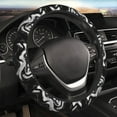thumbnail image 5 of Rateoe Fluid Black White Paint Swirls Pattern Elastic Stretch Steering Wheel Cover, Universal 15 inch, Microfiber Breathable , Anti-Slip, Odorless, Easy Carry, 5 of 6