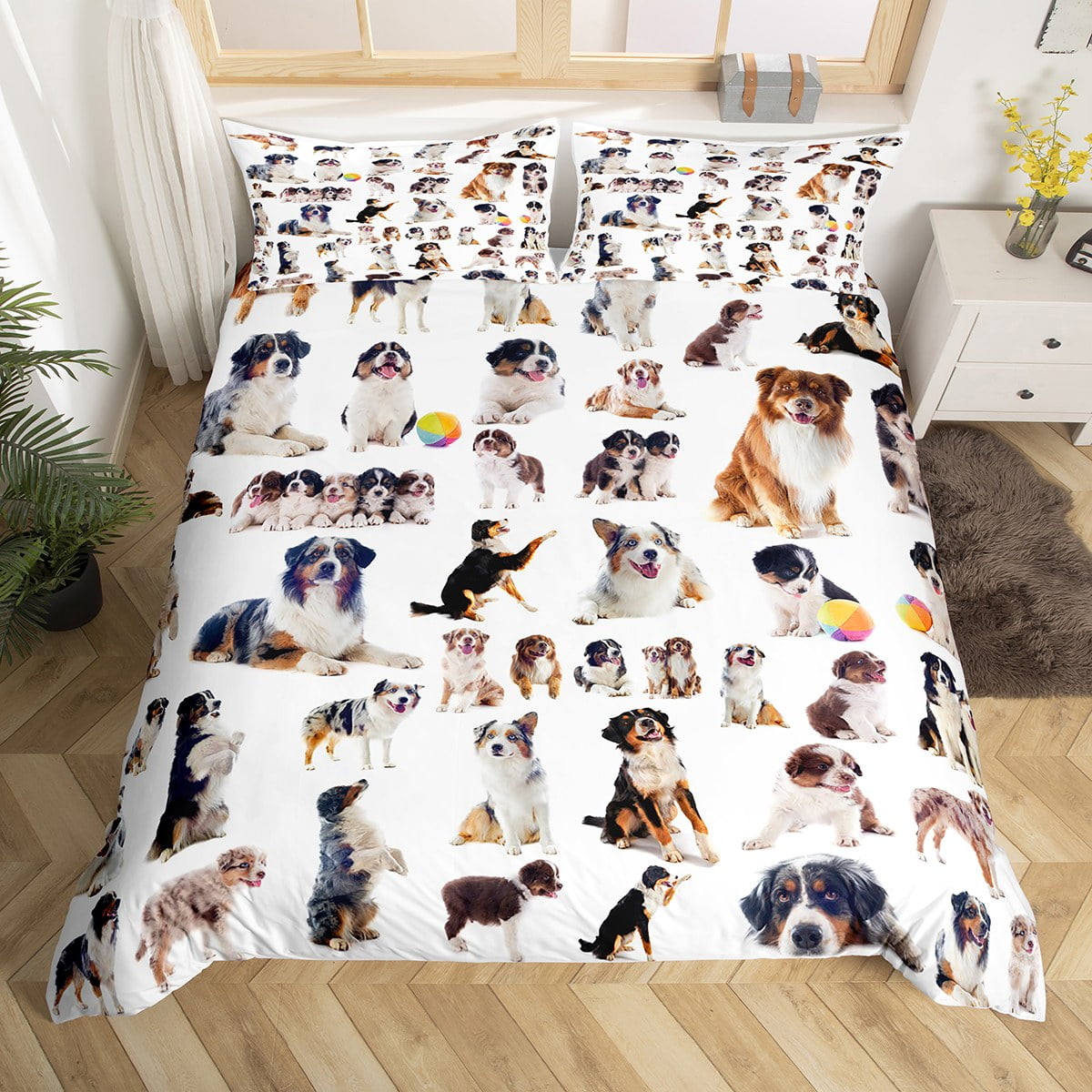 Pup Dog Bedding Set Puppy Comforter Cover Dog Lover Gifts for Women