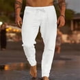thumbnail image 2 of Men Casual Sport Pants Men Spring And Summer Pant Casual All Solid Color Painting Cotton Linen Loose Plus Size Trouser Fashion Beach Pockets Pant, 2 of 6