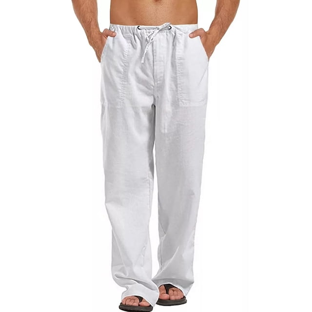Pantalones De Algodón Y Lino Para Hombre, Playa, Yoga