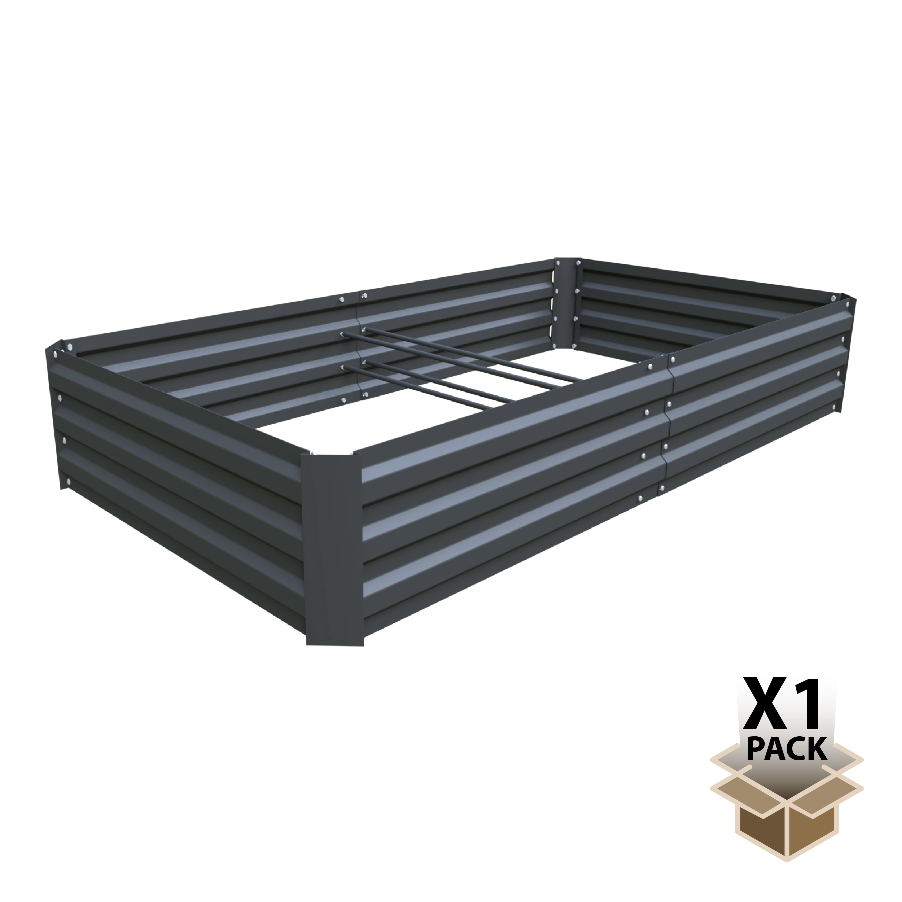 6ft x 3ft Raised Garden Bed Kit, Gray Powder Coated Steel