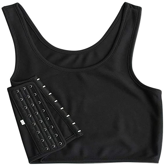 Uooqdmx Chest Binder, Compression Bra, Binder Trans, Sleeveless Short Solid Vest Fashion Tank Tops Chest Compression Blouse, Binder Ftm, Black S