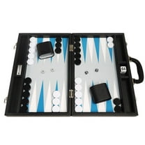 Silverman & Co. 16-inch Premium Backgammon Set - Medium - Black/Astral Blue