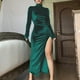 thumbnail image 1 of Vestido Vestido largo de otoño para mujer Vestido elegante de manga larga Ropa de fiesta (Verde M) Ygjytge Verde T M para Mujer, 1 of 1