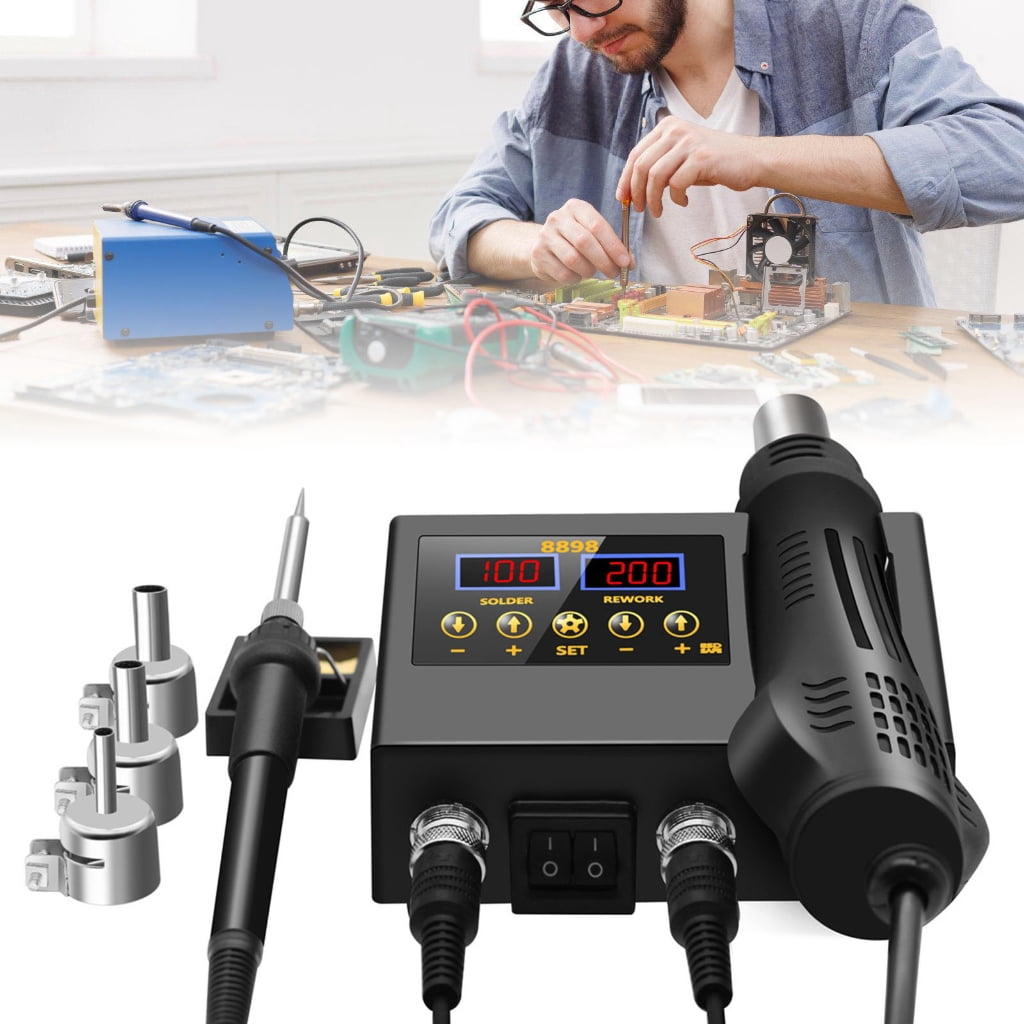 MOMOJIA Hot Air Rework Soldering Station With Heat Guns Set Temperature LED Screen Display For Electronics Repair Accessories