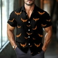 thumbnail image 2 of WTOBBY Men's Casual Short Sleeve Shirt Halloween Pumpkin Print Loose Fit Crew Neck Cotton Blend Daily Wear Breathable Party Graphic Tee Holiday Theme,Black L, 2 of 6