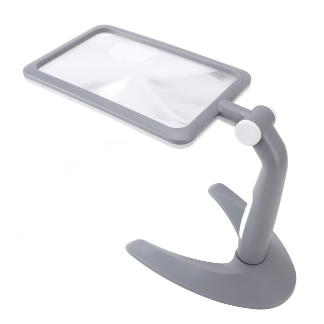 Lupa De 2,5 Aumentos Con Luz Y Soporte, Lectura De Gafas Grandes De Mano, Lupa Iluminada De Lectura Rectangular, Lupa Ajustable Con Temperatura De 3 Colores Giratoria De 48 LED