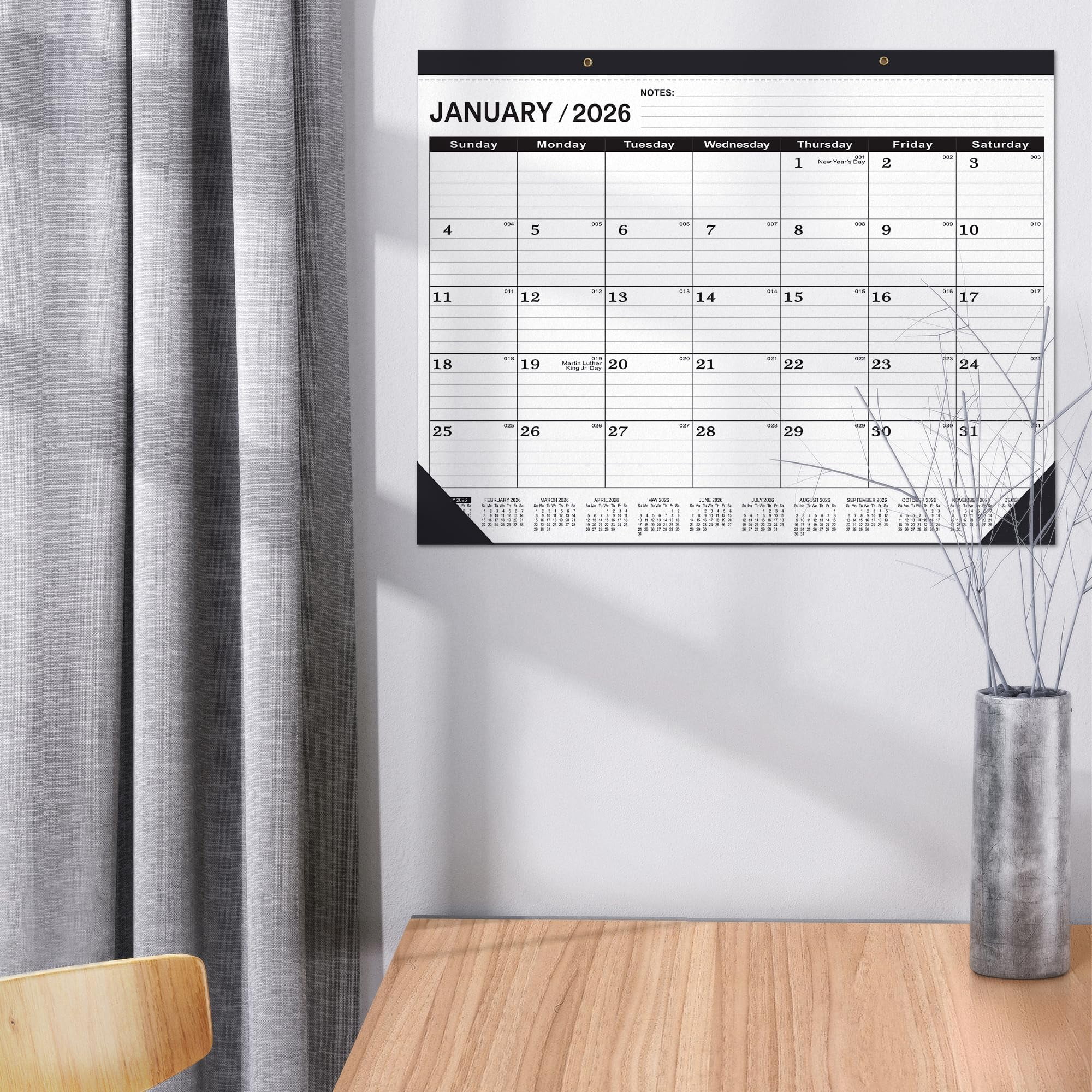 Desk Calendar 2026(january 2026 - June 2027) 2026 Large 22 X17 2026 Classic Black 2026-2027 With Plastic Cover