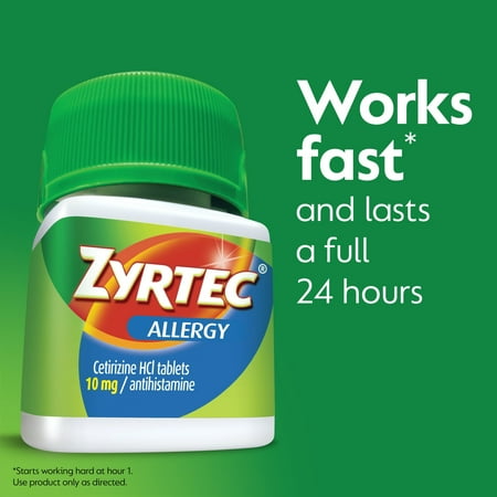 Zyrtec 24 Hour Allergy Relief Tablets with 10 mg Cetirizine HCl, 60 Ct