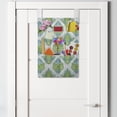 thumbnail image 2 of Antique Oriental Hanging Pocket Organizer, Thais Face Floral Repetitive Pattern, Printed Polyester Storage Bag with Pockets, 14" x 20", Seafoam Dark Turquoise, 2 of 2