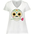 thumbnail image 3 of Inktastic DÃ­a De Los Muertos Skull with Flower Women's Plus Size V-Neck T-Shirt, 3 of 5