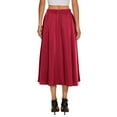 thumbnail image 3 of WTOBBY Women's Bohemian Solid Color Pocket Skirt Casual High Waist Maxi Skirt with Elastic Waist Drawstring Tiered Flowy Long Skirt for Summer Beach,Wine L, 3 of 4