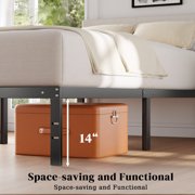 Atilioo Twin Bed Frame with Storage Space Under Frame, 14 Heavy Duty Metal Platform, No Box Spring Needed, Easy Assembly, Black