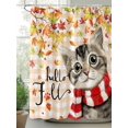 thumbnail image 2 of Fsddascl Fall Shower Curtain Set - Long 72" x 84" Washable Bathtub Curtain with 12 Hooks, Thanksgiving Autumn Cat Leaves Retro Maple Leaf Beige Plaid Waterproof Fabric Shower Curtains for Bathroom, 2 of 6
