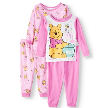 - Winnie the Pooh Baby Girls' Cotton Tight Fit Pajamas, 4-Piece Set