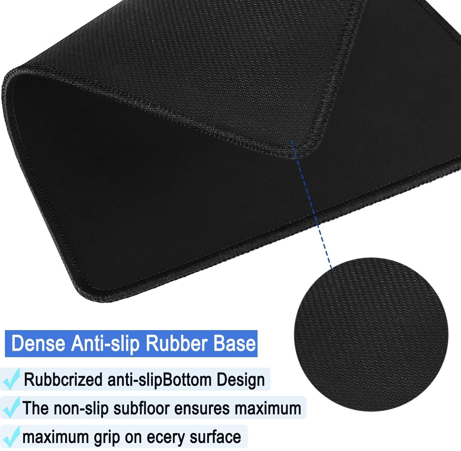 Mouse Pad, Large Gaming Mouse Pad with Double Stitched Edges, 14.9 x 11.7 inches Premium-Textured & Waterproof Mousepad, Nonslip Natural Rubber Base Mouse pad for Laptop,Computer, Office, Black