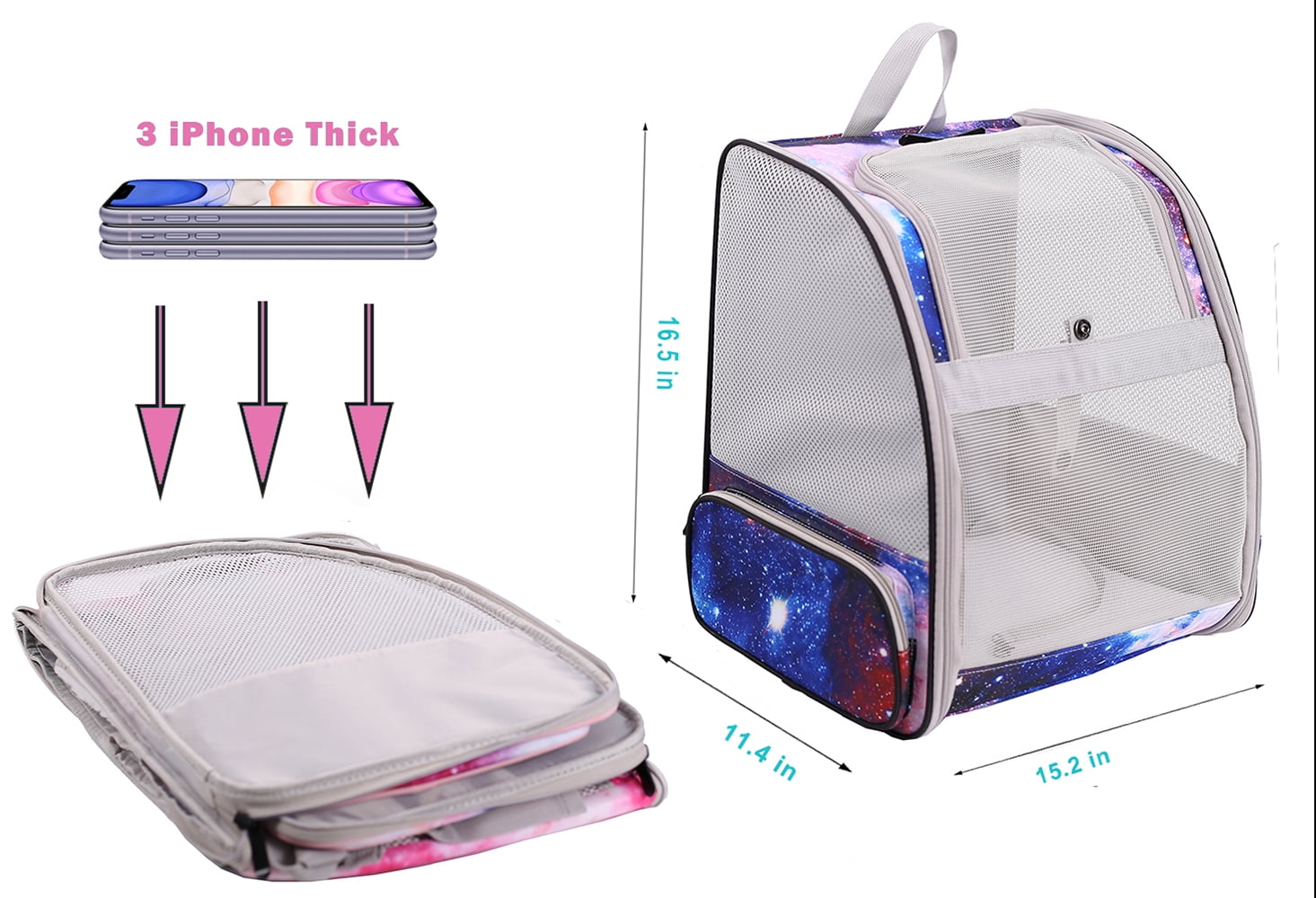 Pet Backpack Carrier for Cat and Small Puppy, Breathable Full Ventilation Backpack for Cat and Small Dog, Airline Approved Cat Travel Bag