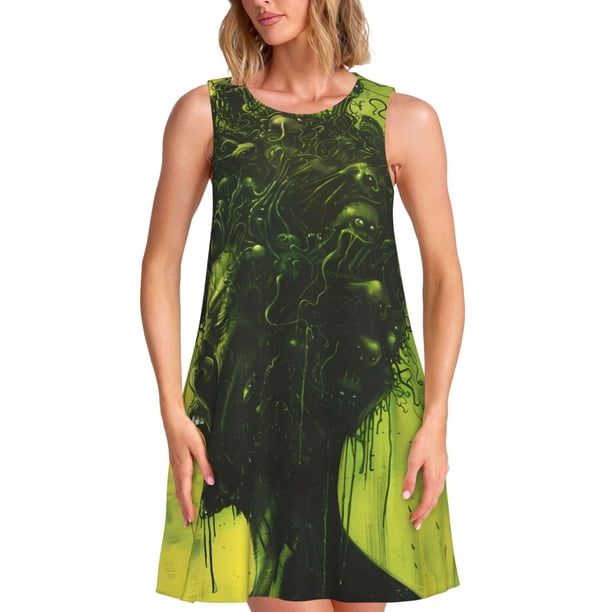 Balery Screaming Horror Art Vestidos de verano para mujer con estampado: vestido holgado sin mangas, vestido playero informal y cómodo para días calurosos.