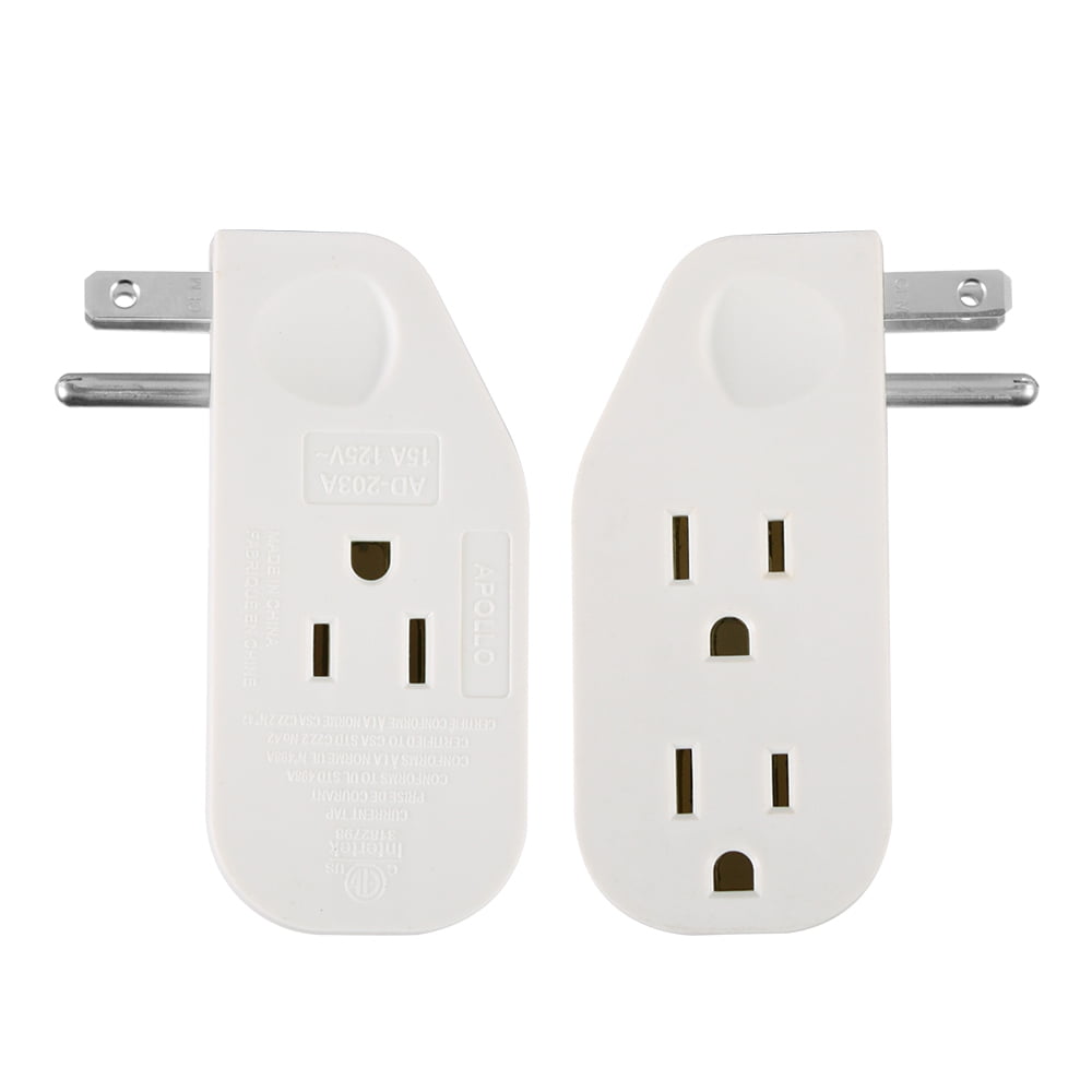 Hyper Tough 3-Outlet Grounded White Right Angle Plug-in Type Wall Tap, 15 Amps