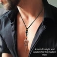 thumbnail image 5 of Red Goldstone Crystal Stone Holder Necklace Pendulum, Unique Women Men Necklace (Black Macrame), 5 of 5